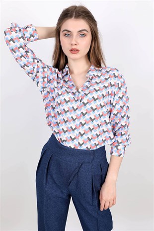 Desenli gömlek somon rengi ve mavi ve diğer Bluz & Gömlek modellerimiz için online alışveriş mağazamızı ziyaret edin. 